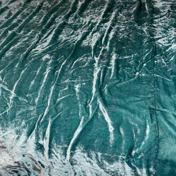 Anthropologie Opal House Teal Velour Tufted Quilt Comforter king - Picture 3 of 8